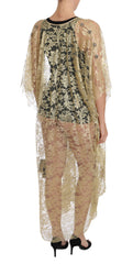 Dolce & Gabbana Golden Floral Lace Kaftan Sundress