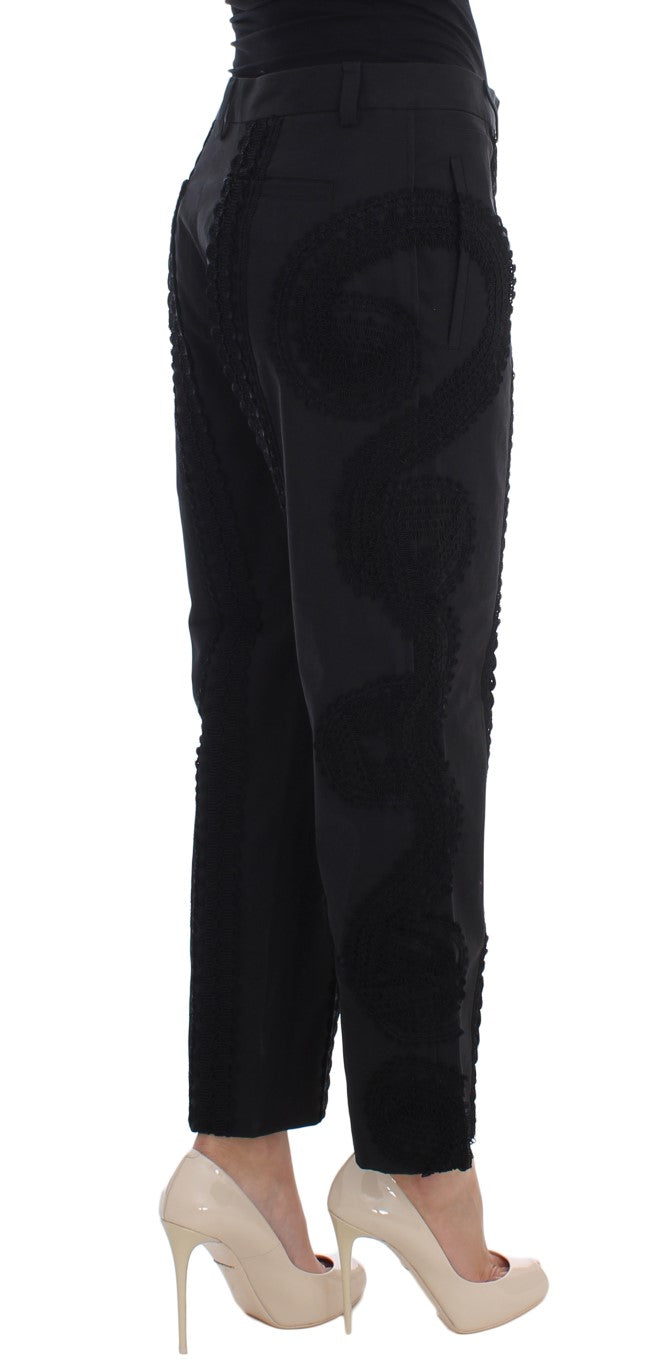 Dolce & Gabbana Black Cotton Stretch Torero Capris Pants