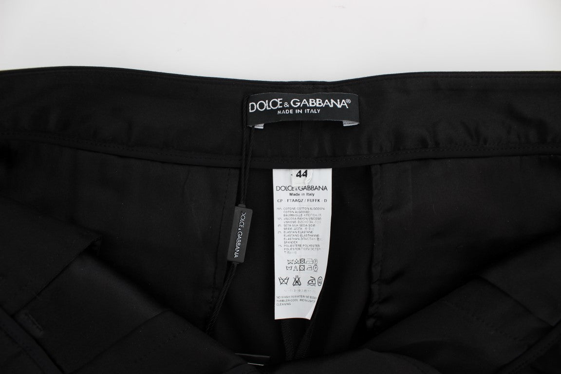 Dolce & Gabbana Black Cotton Stretch Torero Capris Pants