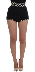 Dolce & Gabbana Elegant High Waist Sequined Silk Shorts