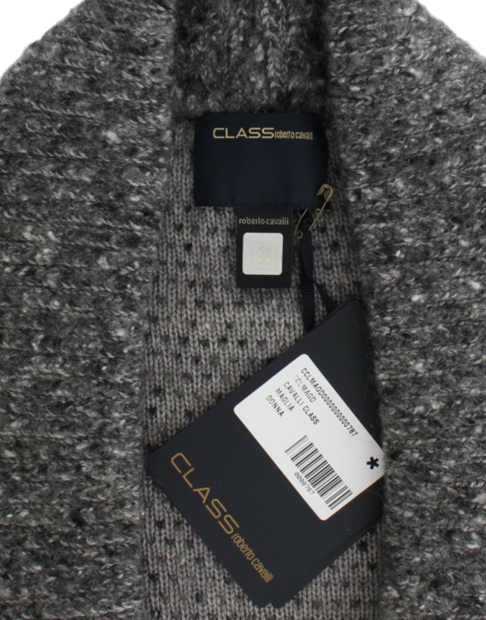 Cavalli Elegant Gray Wool Blend Cardigan