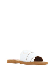 Chloé White Cotton Slides Woody Sandals