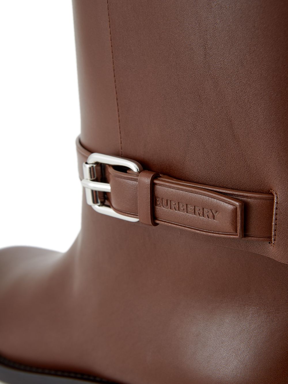 Burberry Buckle Embellished Leather Tobacco Boots