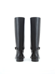 Burberry Buckle Embellished Leather Black Boots