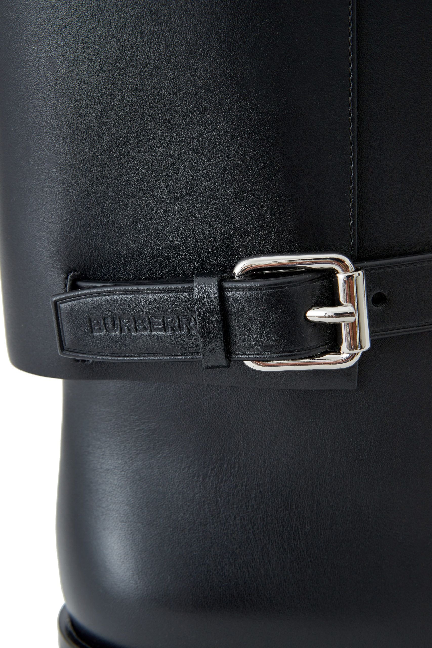 Burberry Buckle Embellished Leather Black Boots