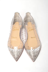 Christian Louboutin Silver Crystals Flat Point Toe Shoe