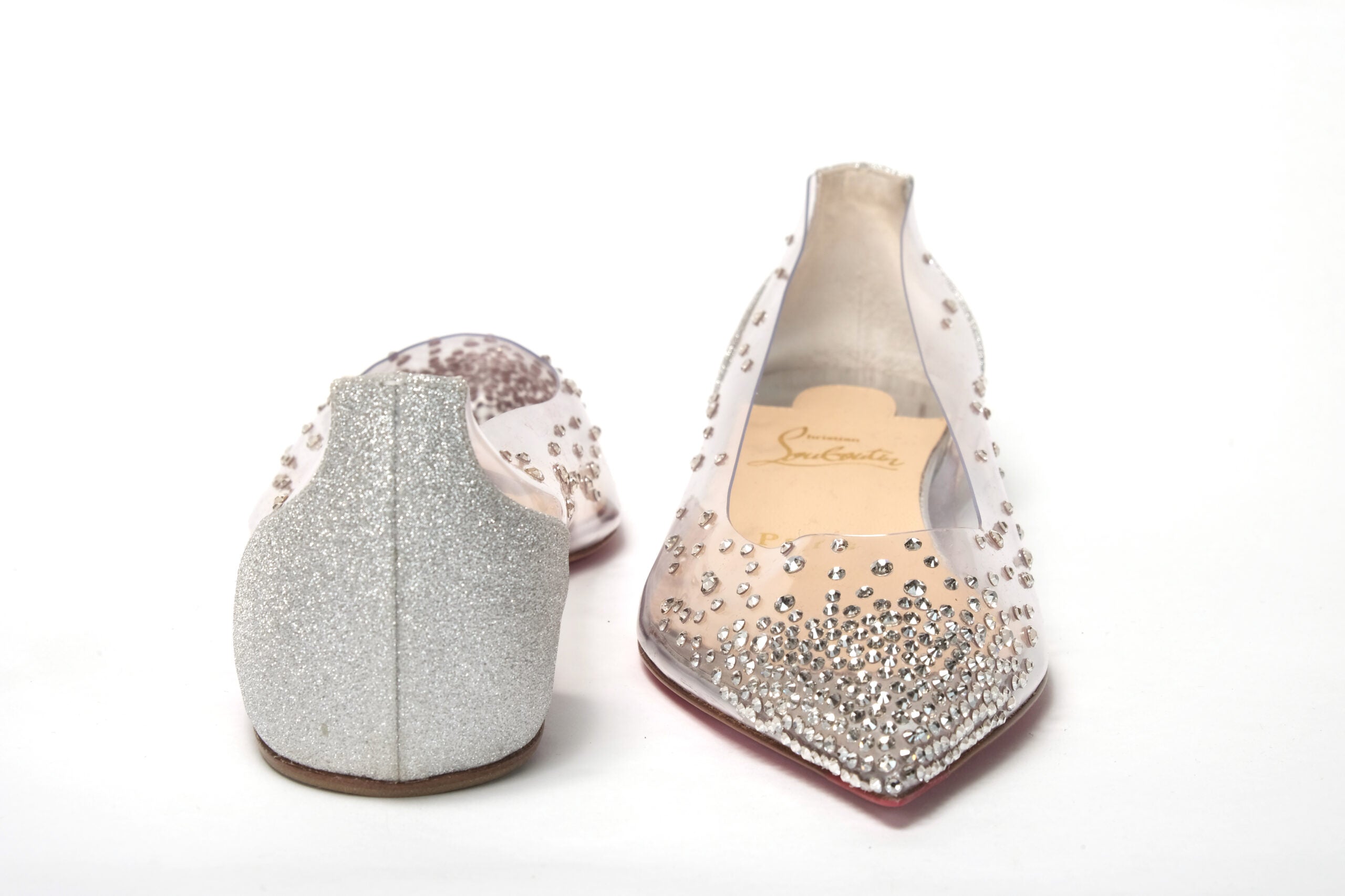 Christian Louboutin Silver Crystals Flat Point Toe Shoe