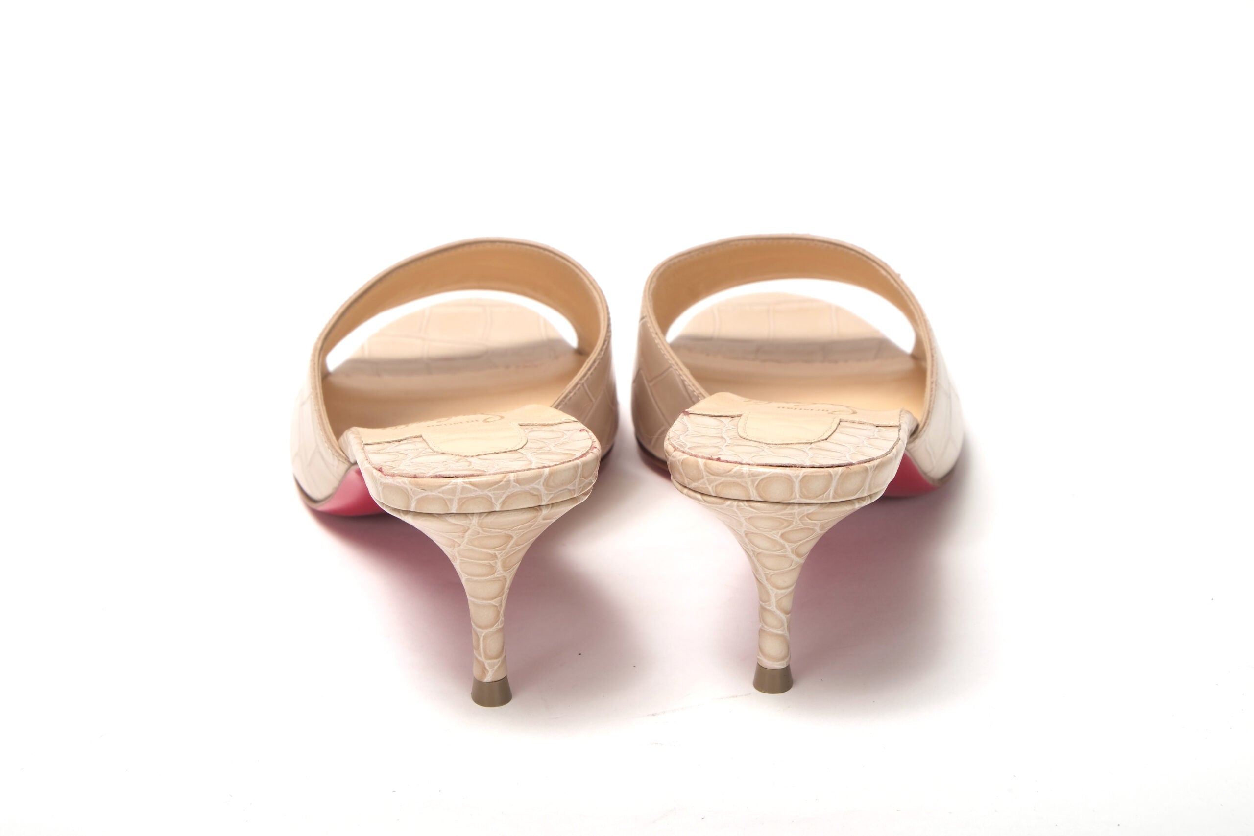 Christian Louboutin Nougat Kitten Heel Mule Leather Shoes