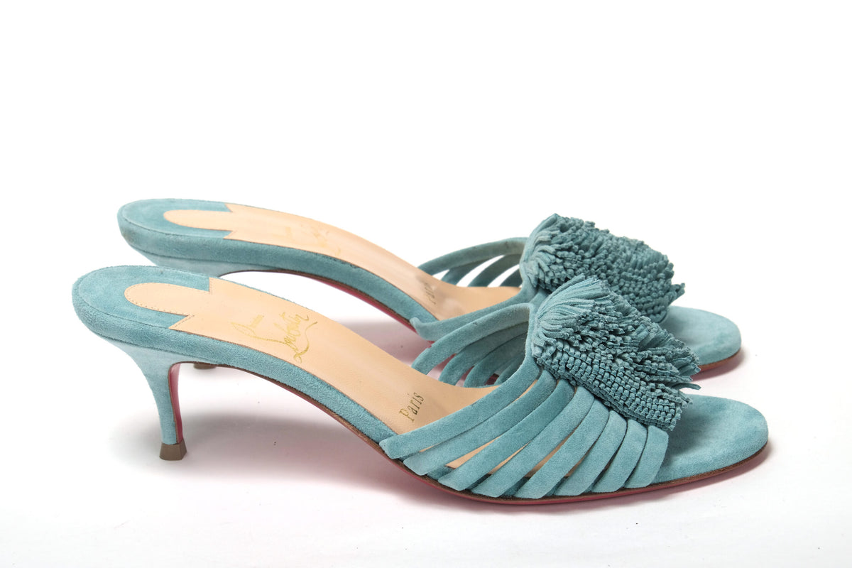 Christian Louboutin Noumea Blue Strappy Kitten Heel