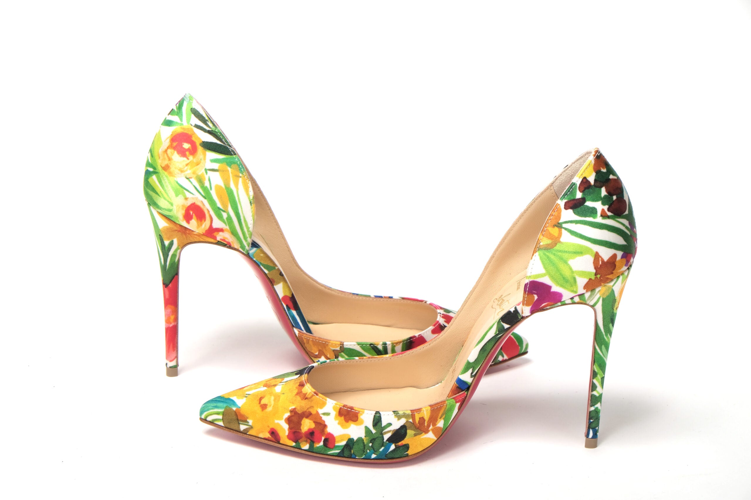 Christian Louboutin Multicolor Flower Printed High Heels Pumps Shoes