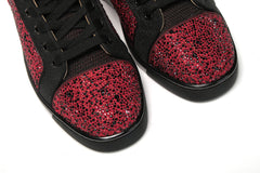 Christian Louboutin Red Black Louis Junior Spikes  Sneaker Shoes