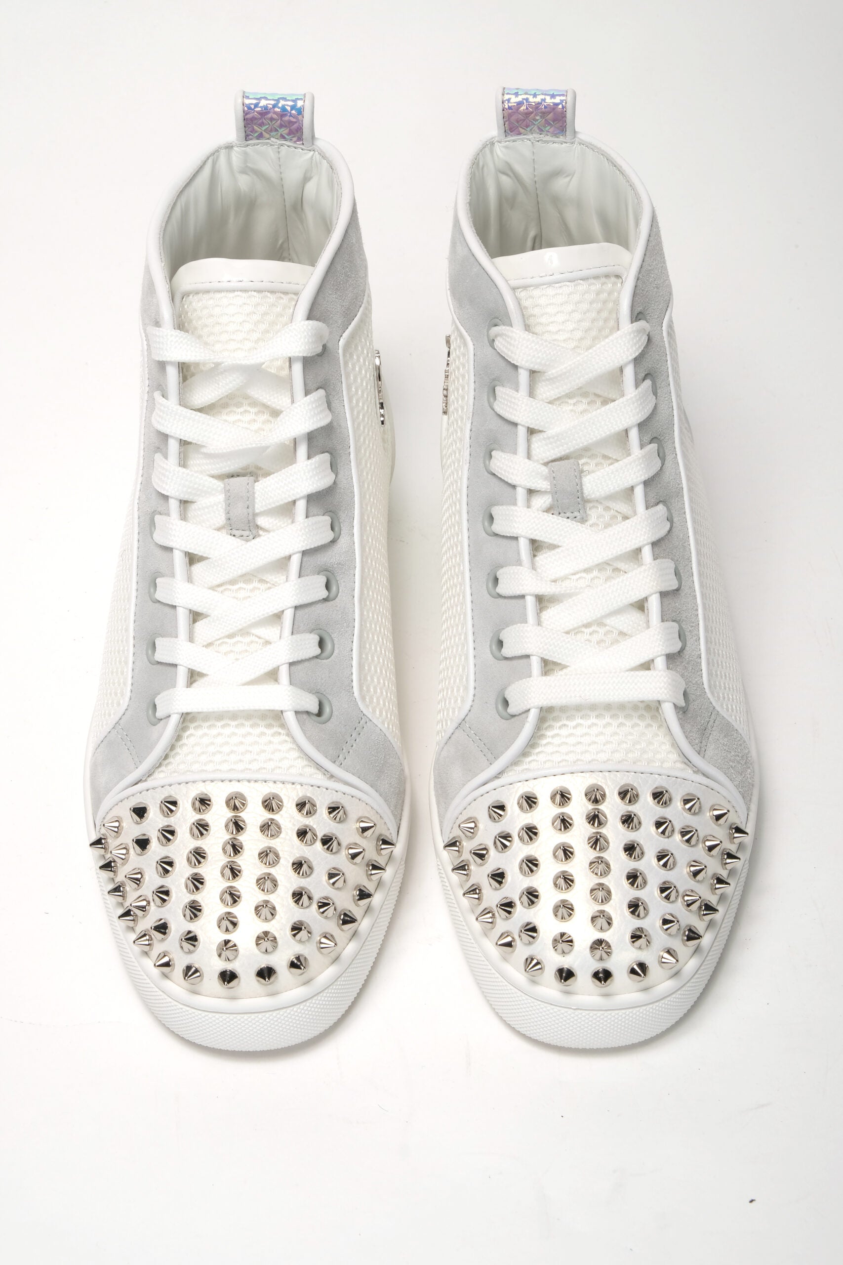 Christian Louboutin Bianco Version Lou Spikes Orlato Flat Shoes