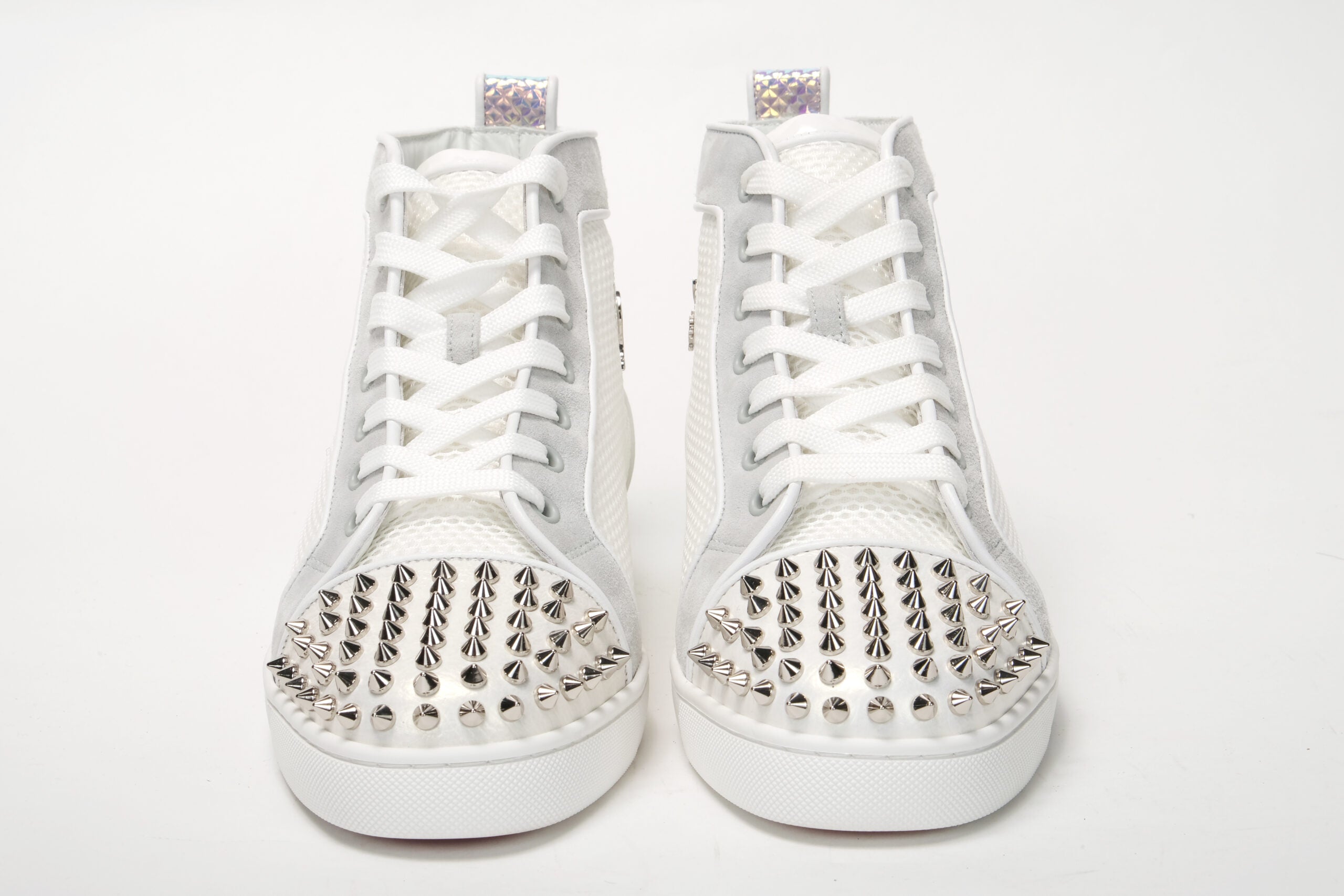 Christian Louboutin Bianco Version Lou Spikes Orlato Flat Shoes