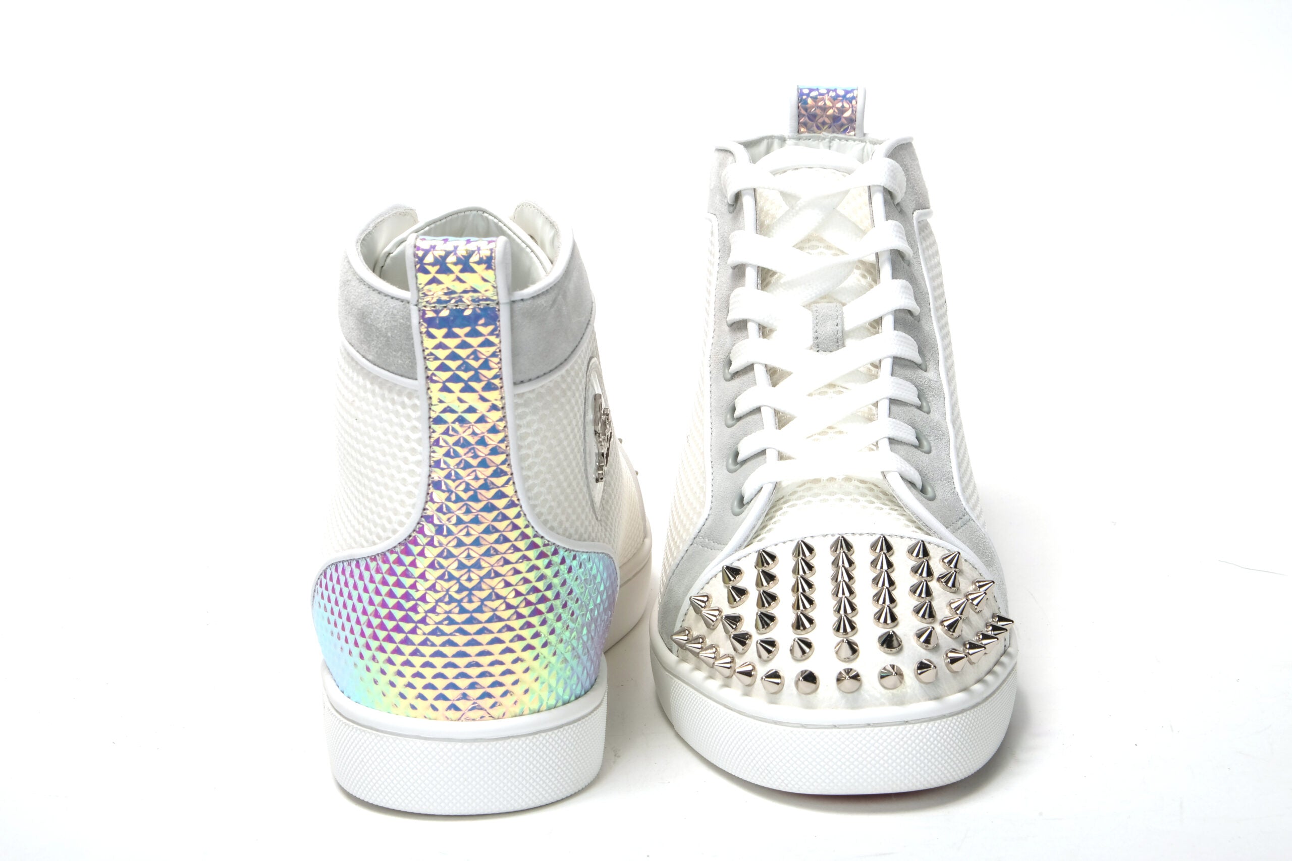 Christian Louboutin Bianco Version Lou Spikes Orlato Flat Shoes