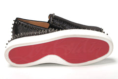 Christian Louboutin Black/Dk Gun Pik Boat Flat Lurex Shoes