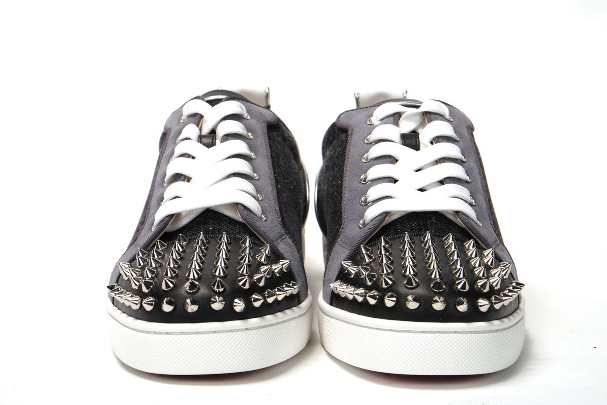 Christian Louboutin Black/Silver Version Louis Junior Spikes Shoes