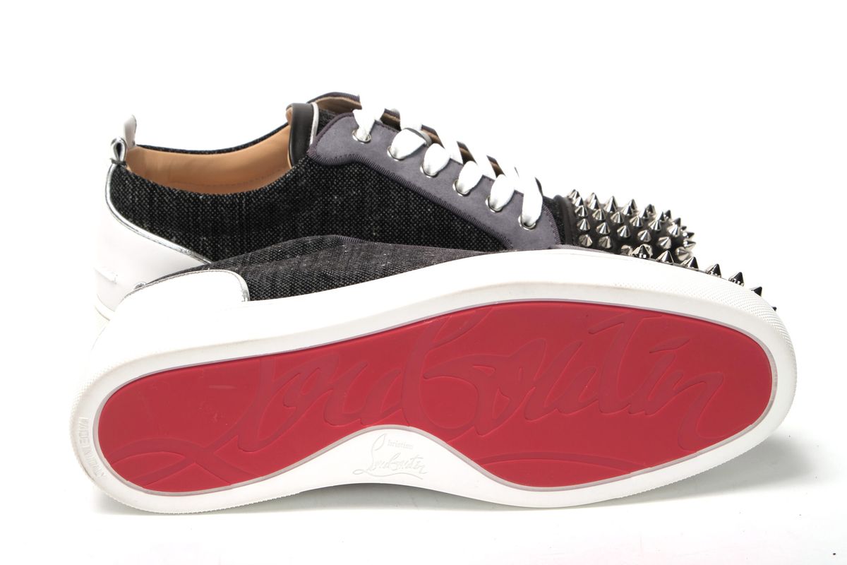 Christian Louboutin Black/Silver Version Louis Junior Spikes Shoes