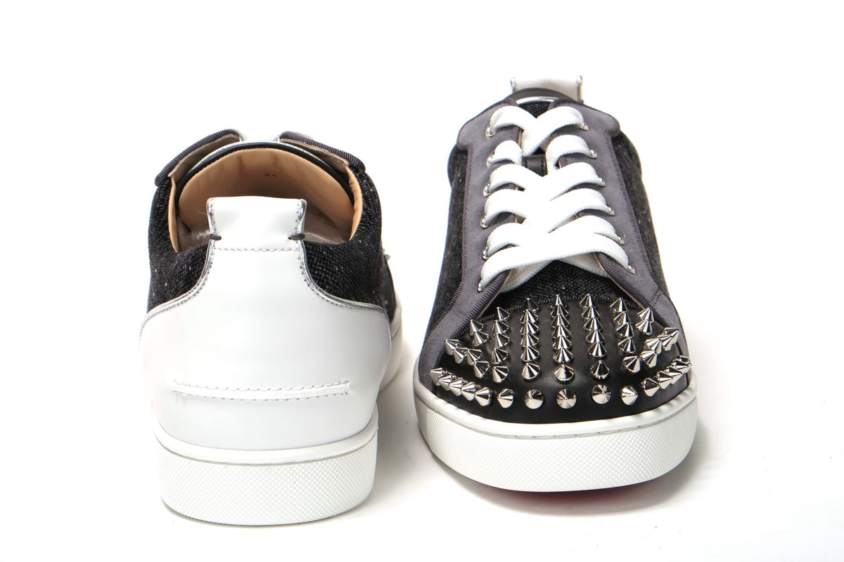 Christian Louboutin Black/Silver Version Louis Junior Spikes Shoes