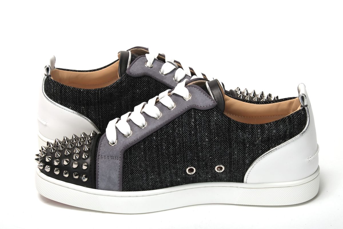 Christian Louboutin Black/Silver Version Louis Junior Spikes Shoes