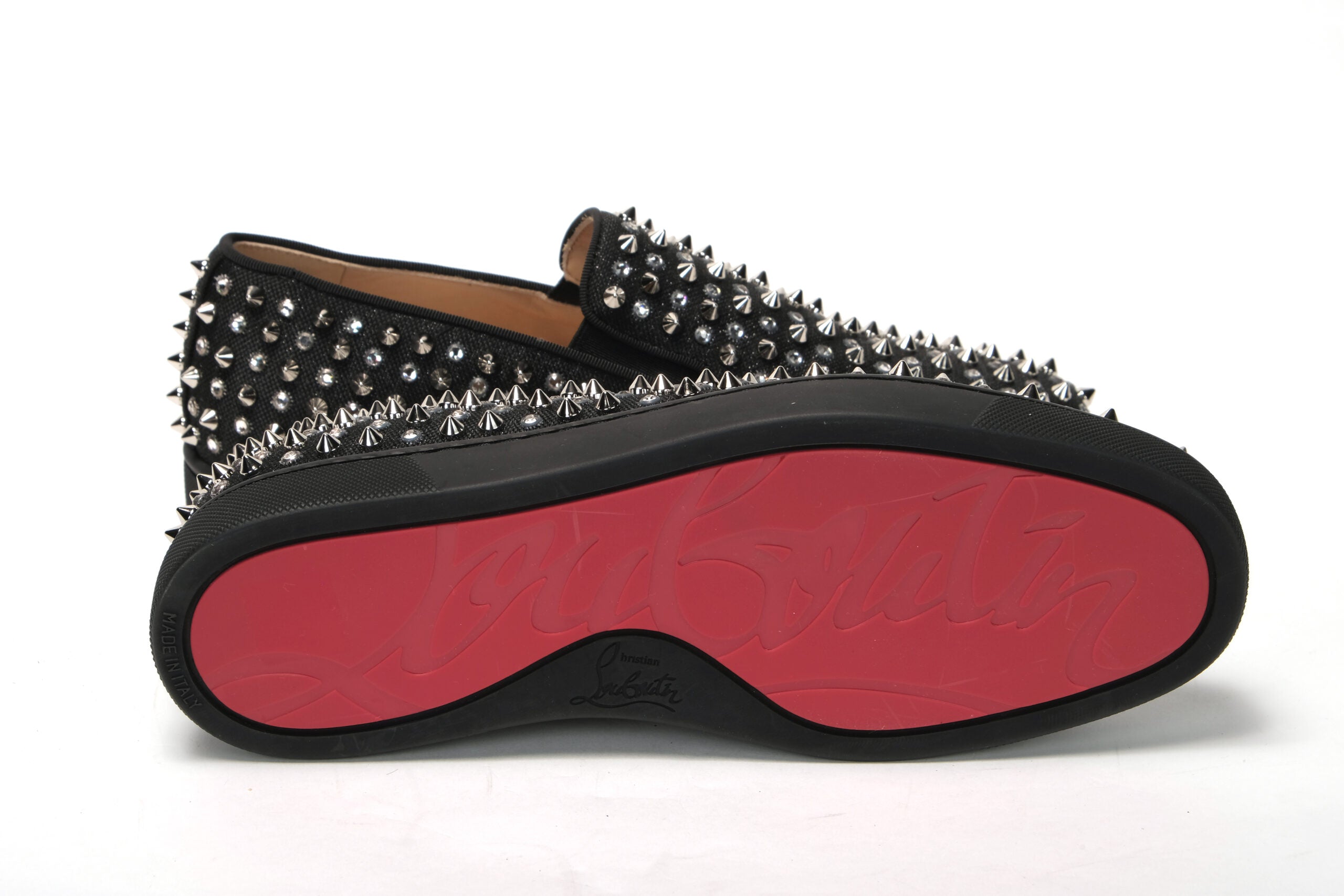 Christian Louboutin Black/Crystal Sv Version Roller 1c1s Flat Shoes