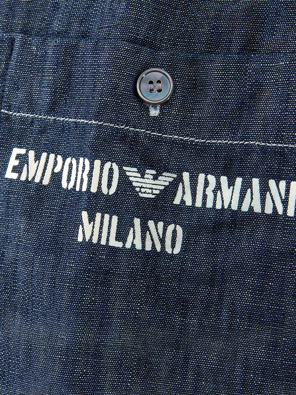 Emporio Armani Blue Denim Short Sleeves Shirt