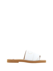 Chloé White Cotton Slides Woody Sandals