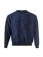 Emporio Armani Rounded neck Sweatshirt in Blue with Zip Detail