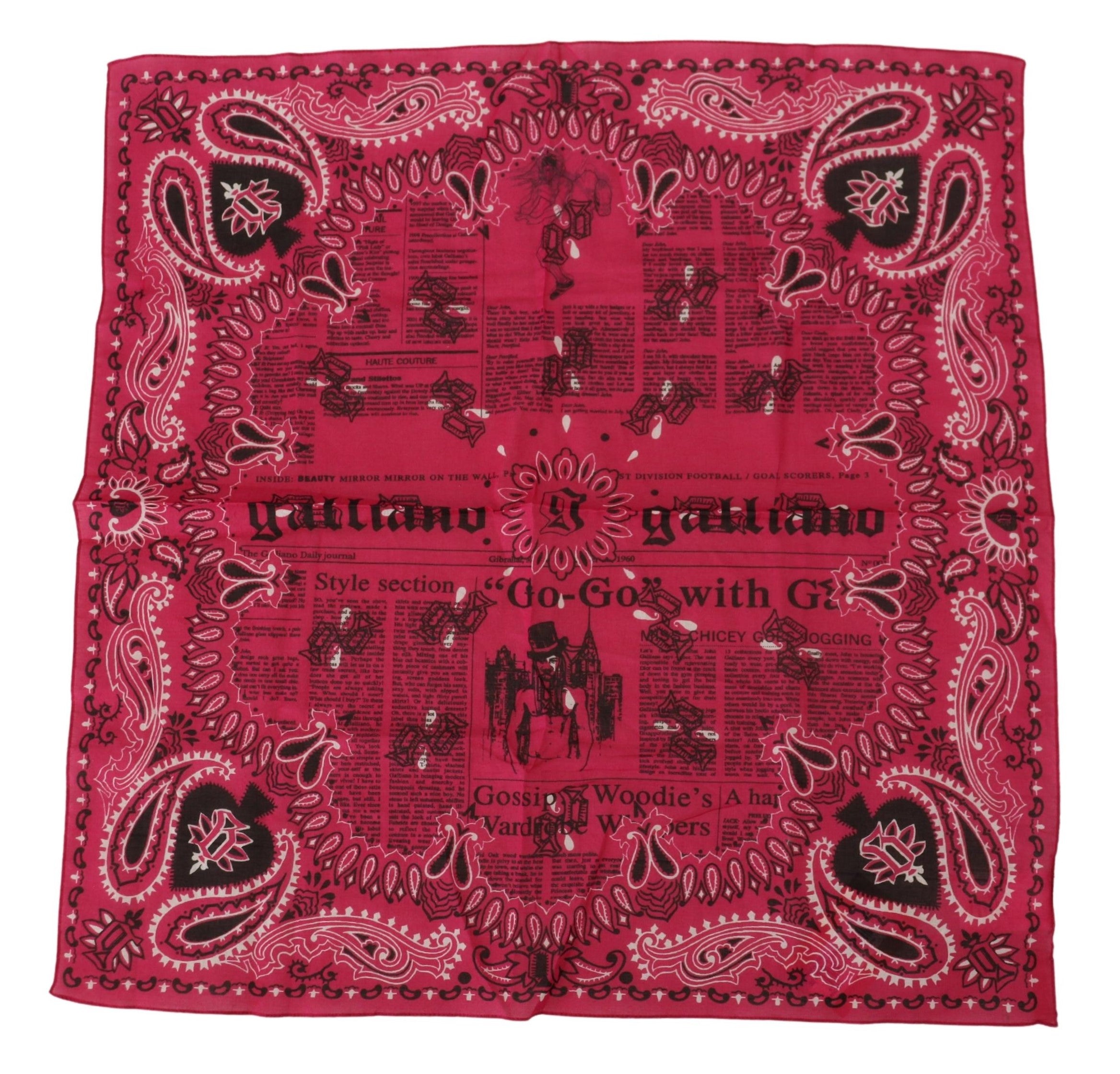 John Galliano Elegant Pink Cotton Bandana Shawl Scarf