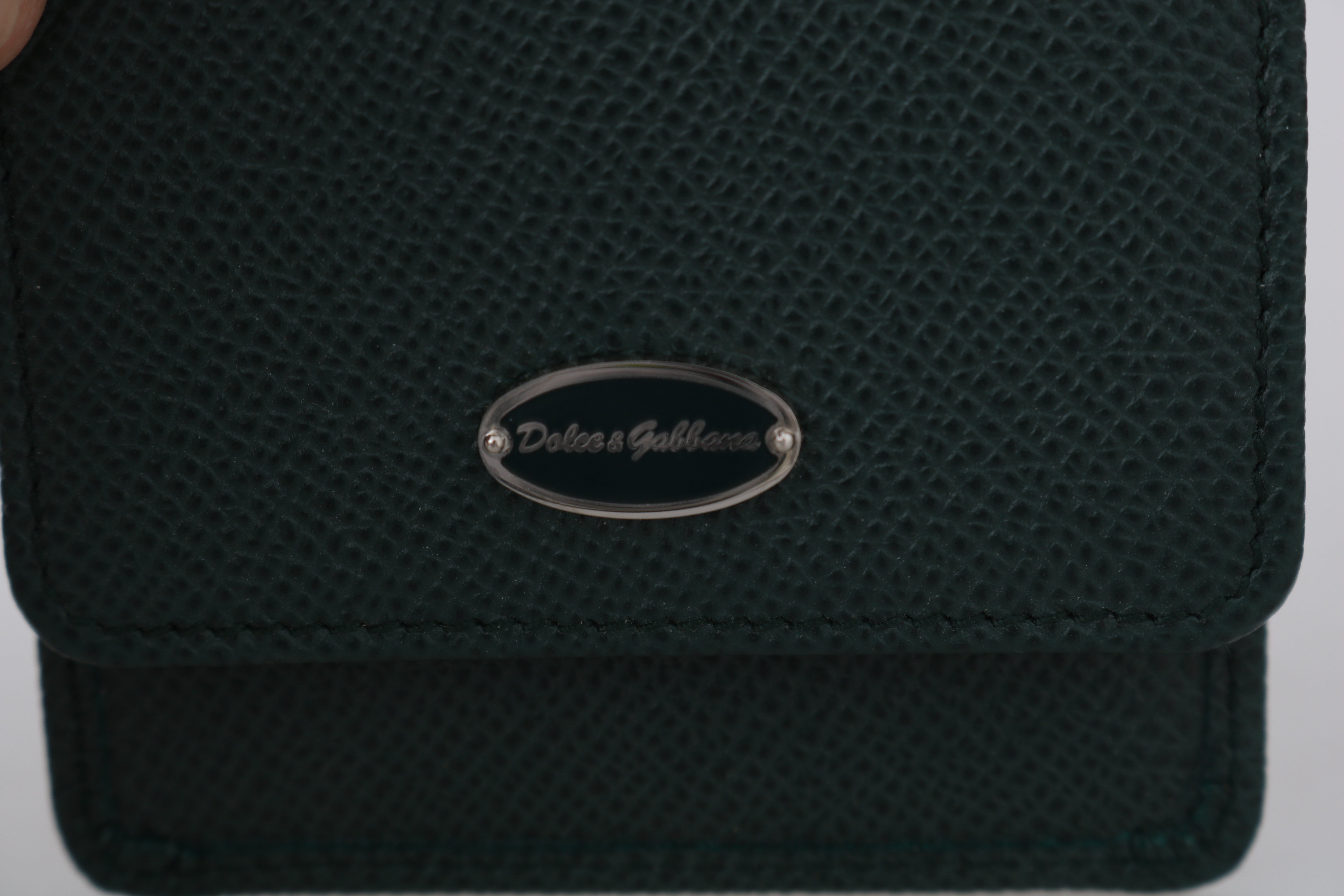 Dolce & Gabbana Elegant Green Leather Condom Case Wallet
