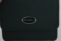 Dolce & Gabbana Elegant Green Leather Condom Case Wallet