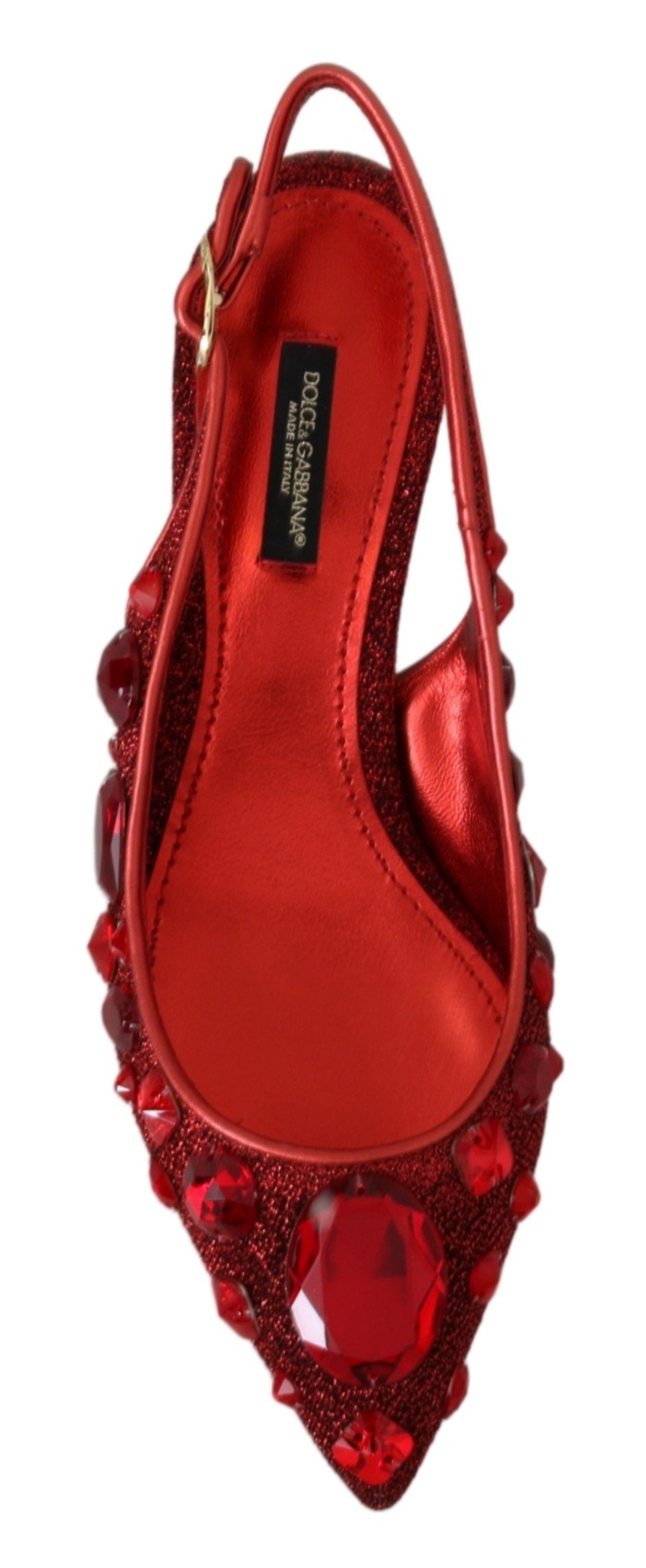 Dolce & Gabbana Radiant Red Slingback Pumps with Crystal Motifs