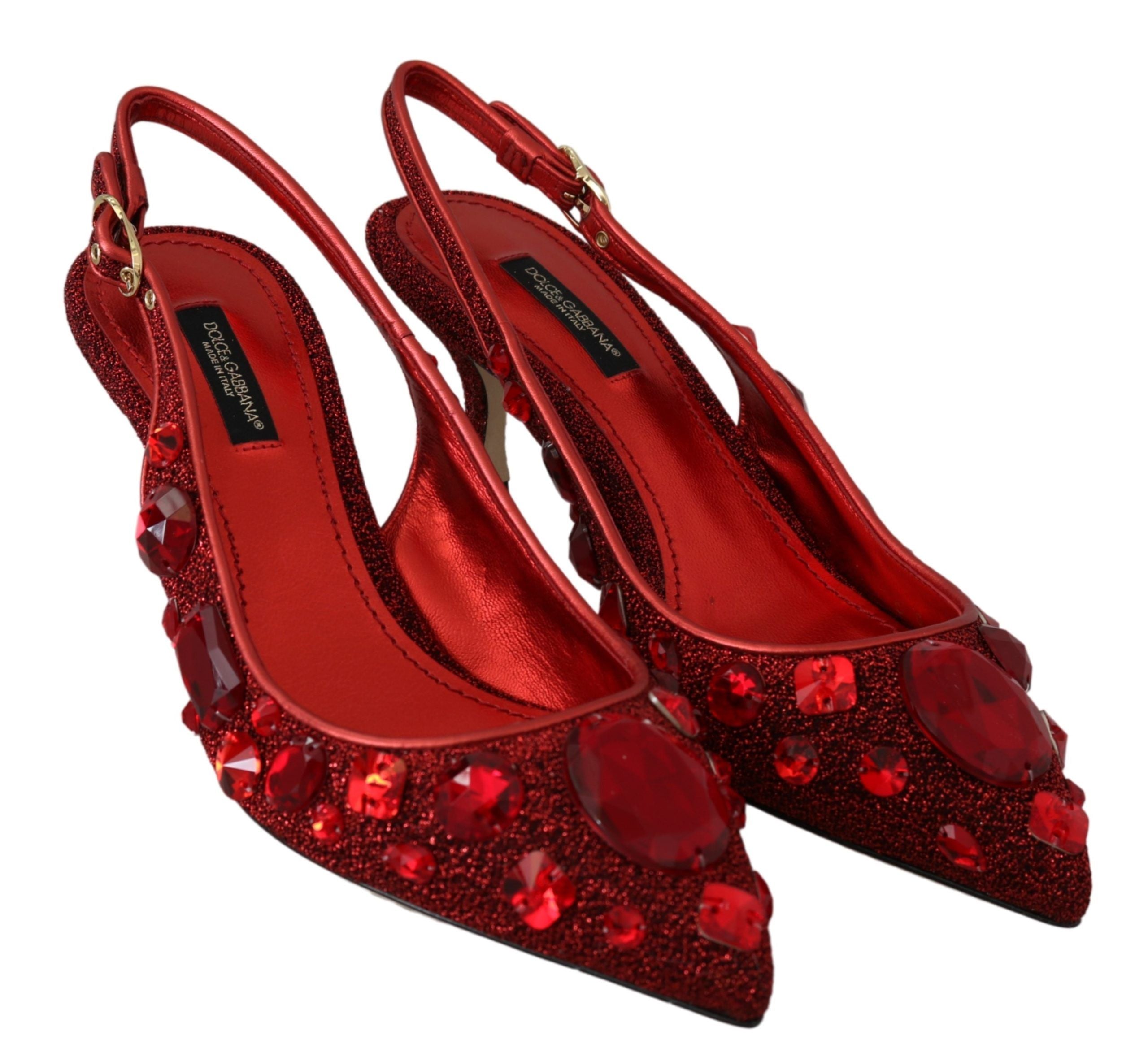 Dolce & Gabbana Radiant Red Slingback Pumps with Crystal Motifs