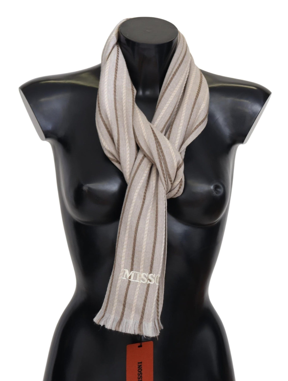 Missoni Elegant Striped Wool Scarf with Fringes