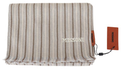 Missoni Elegant Striped Wool Scarf with Fringes