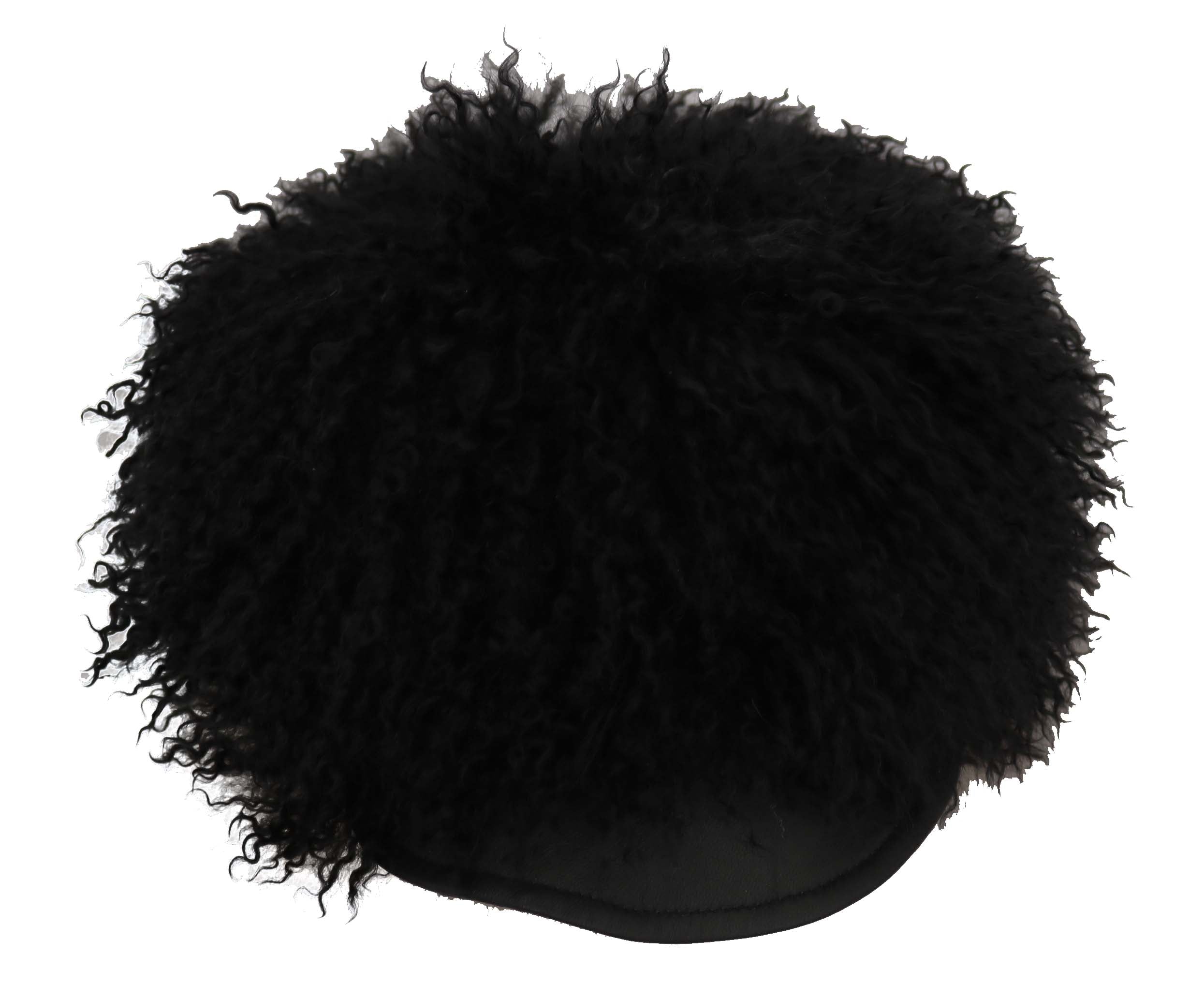 Dolce & Gabbana Black Tibet Lamb Fur Leather Gatsby Hat