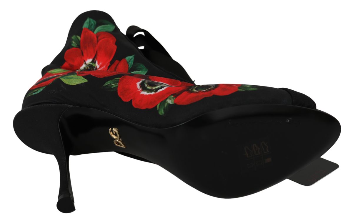 Dolce & Gabbana Elegant Floral Heel Booties