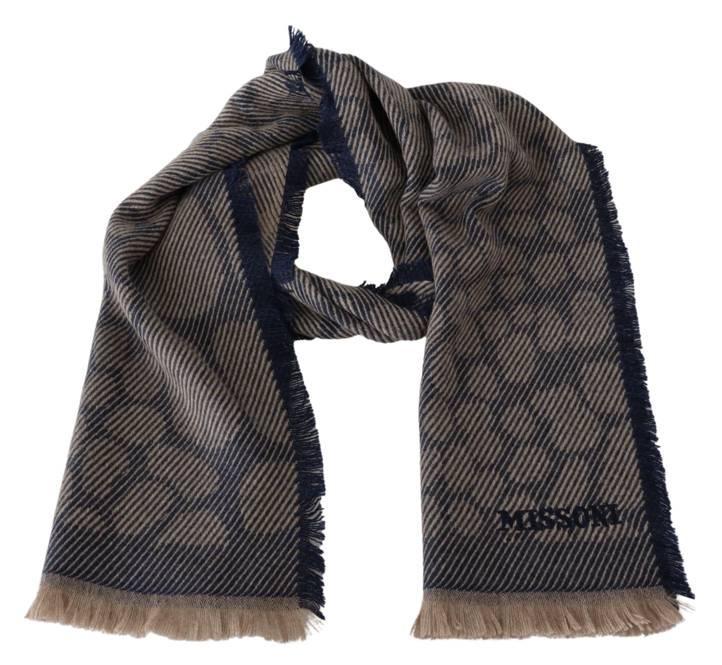 Missoni Cashmere Patterned Scarf with Logo Embroidery