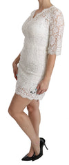 Dolce & Gabbana Elegant Floral Lace V-Neck Mini Dress