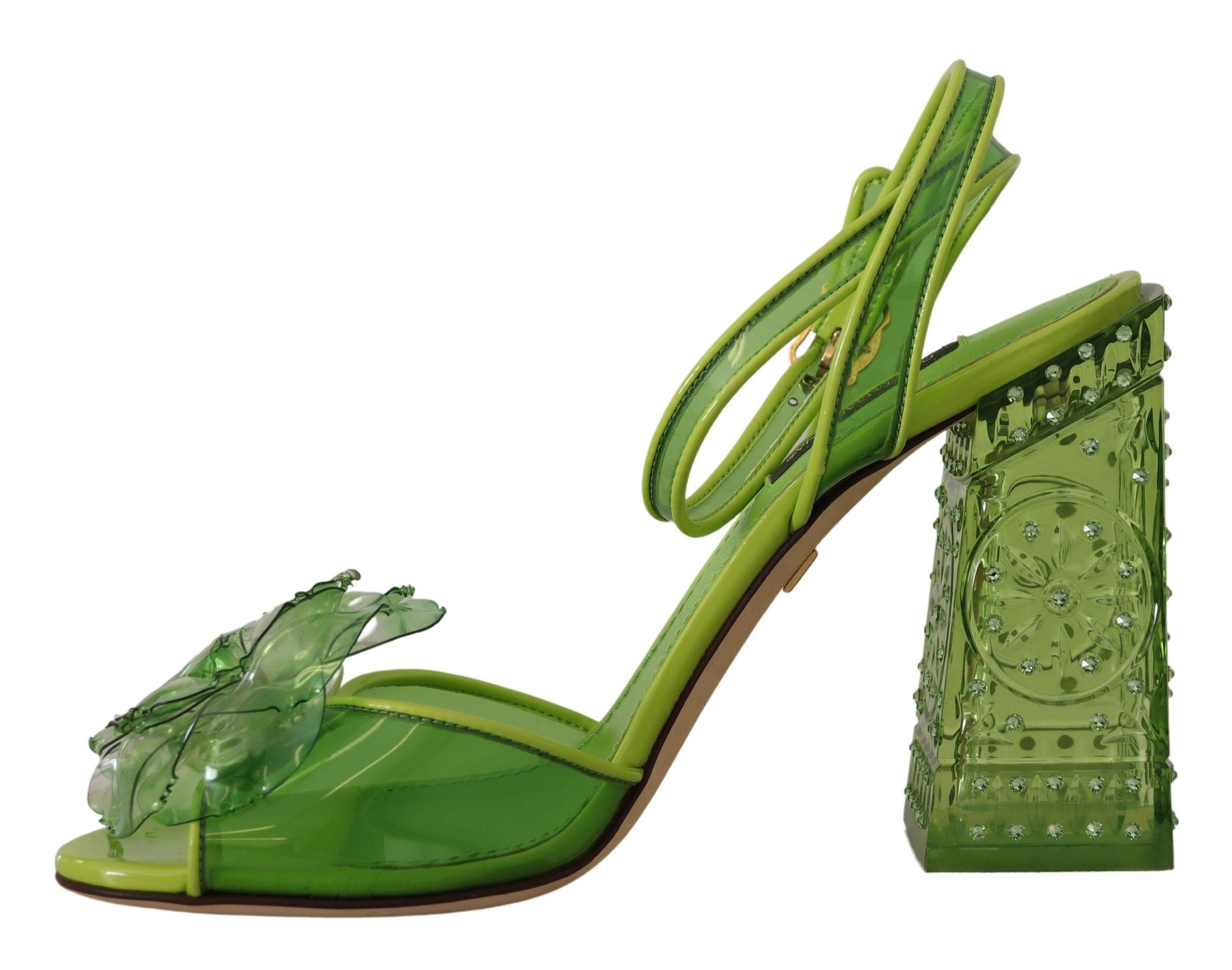 Dolce & Gabbana Enchanting Green Crystal Embellished Sandals