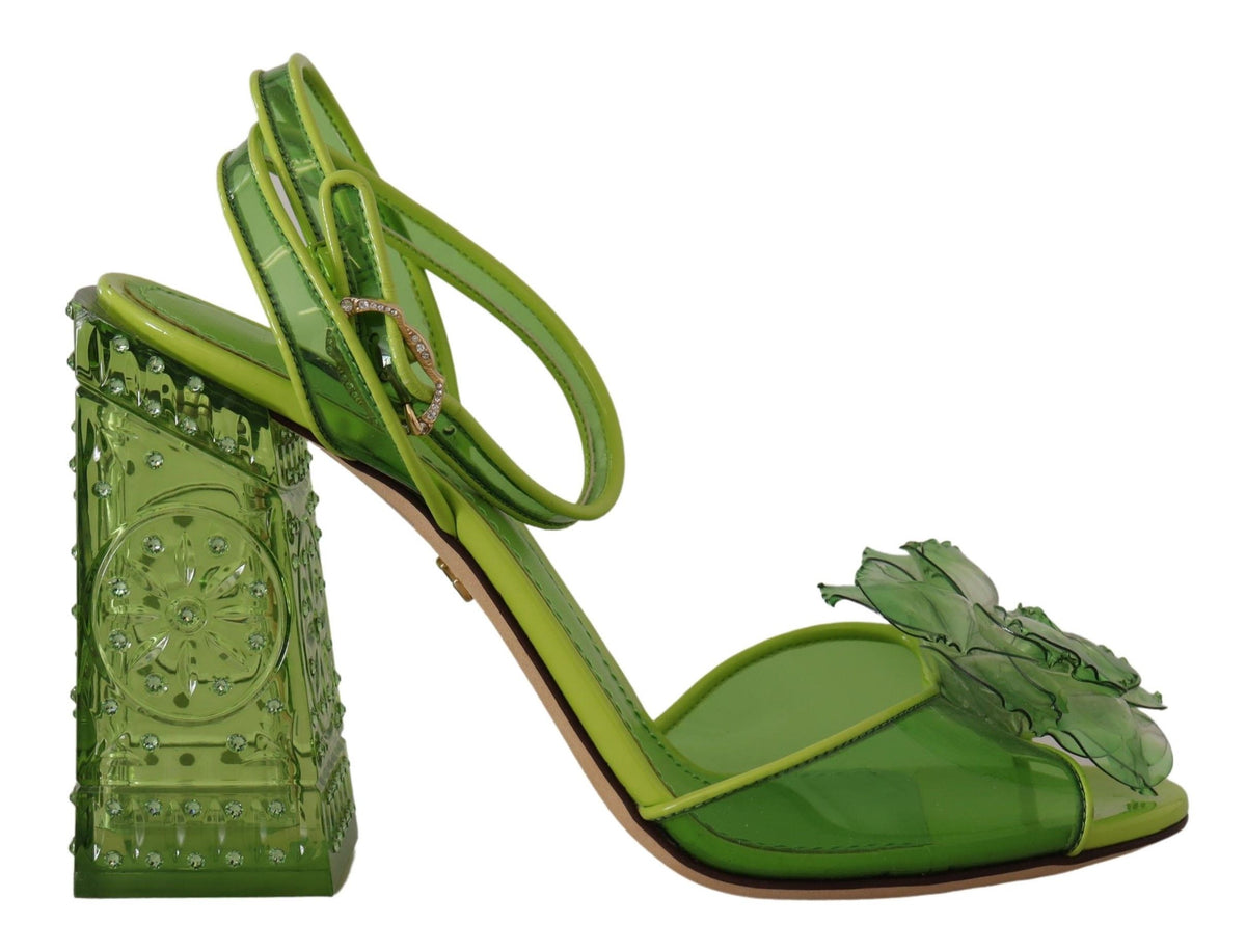 Dolce & Gabbana Enchanting Green Crystal Embellished Sandals