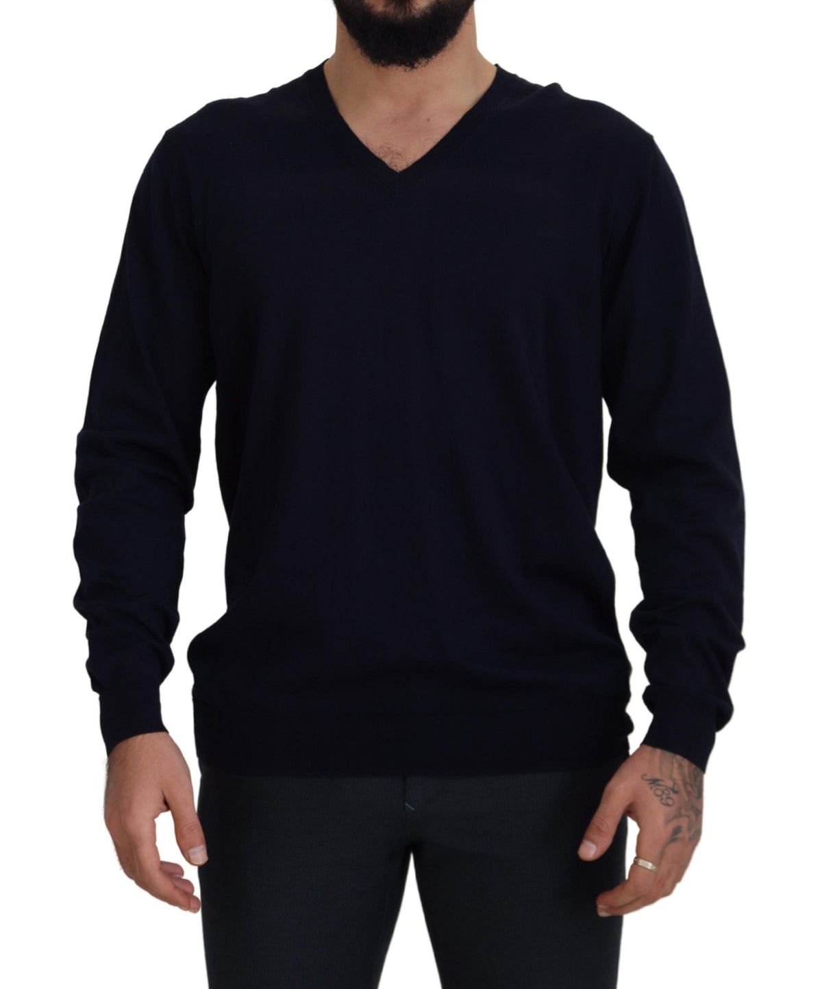 Paolo Pecora Milano Elegant Black Cotton Pullover Sweater