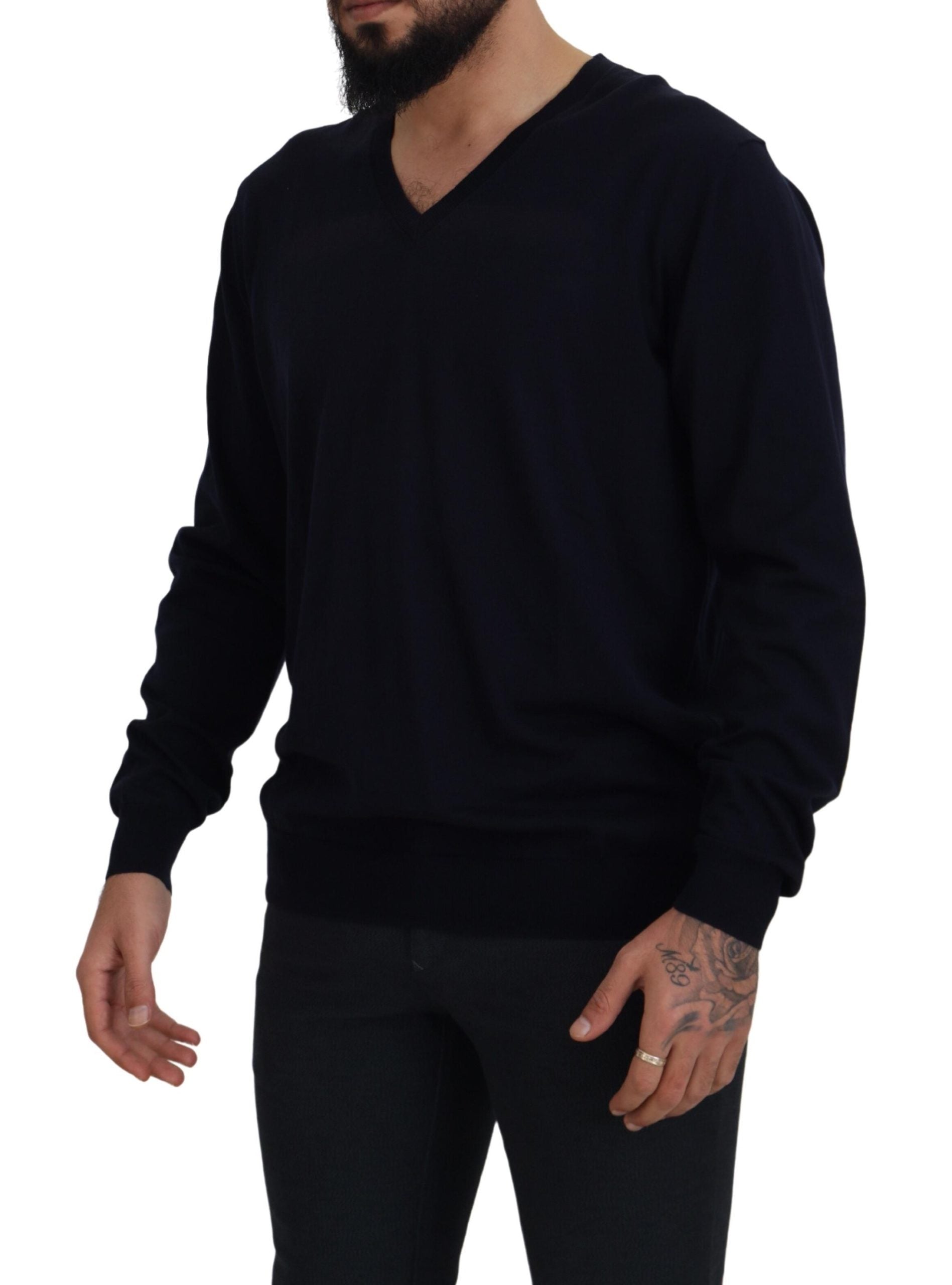 Paolo Pecora Milano Elegant Black Cotton Pullover Sweater