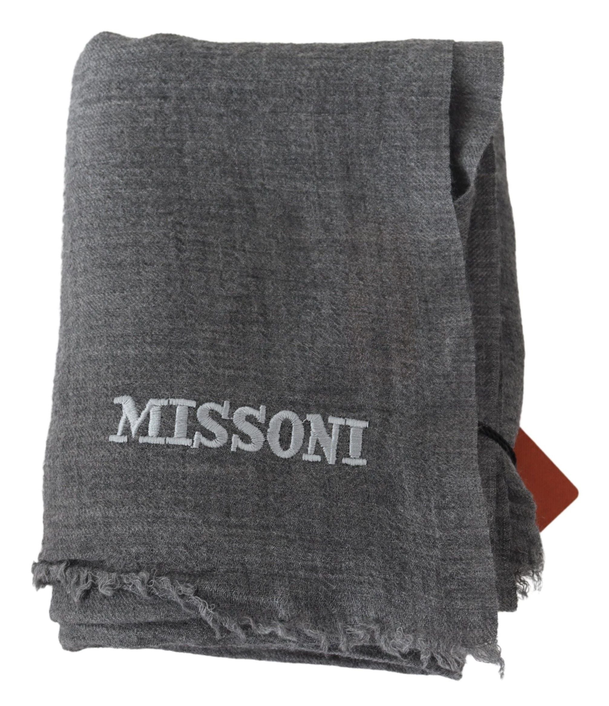 Missoni Authentic Wool Scarf with Logo Embroidery