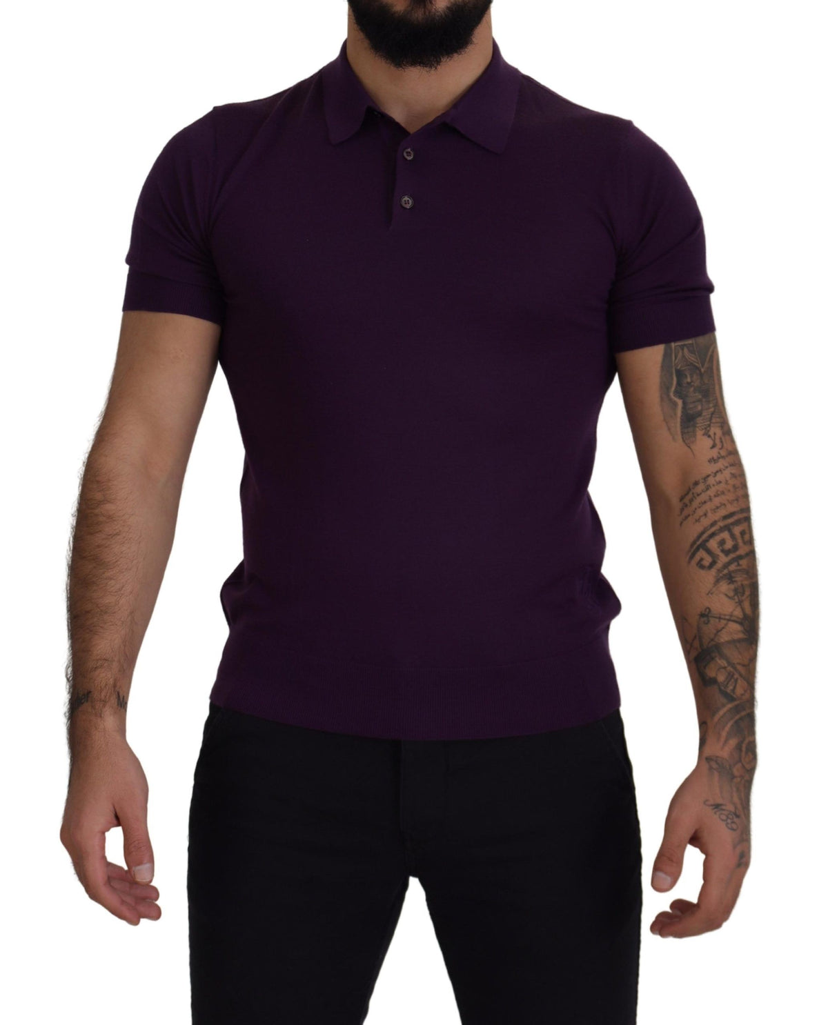 Dolce & Gabbana Purple Cashmere Polo Top Mens T-shirt