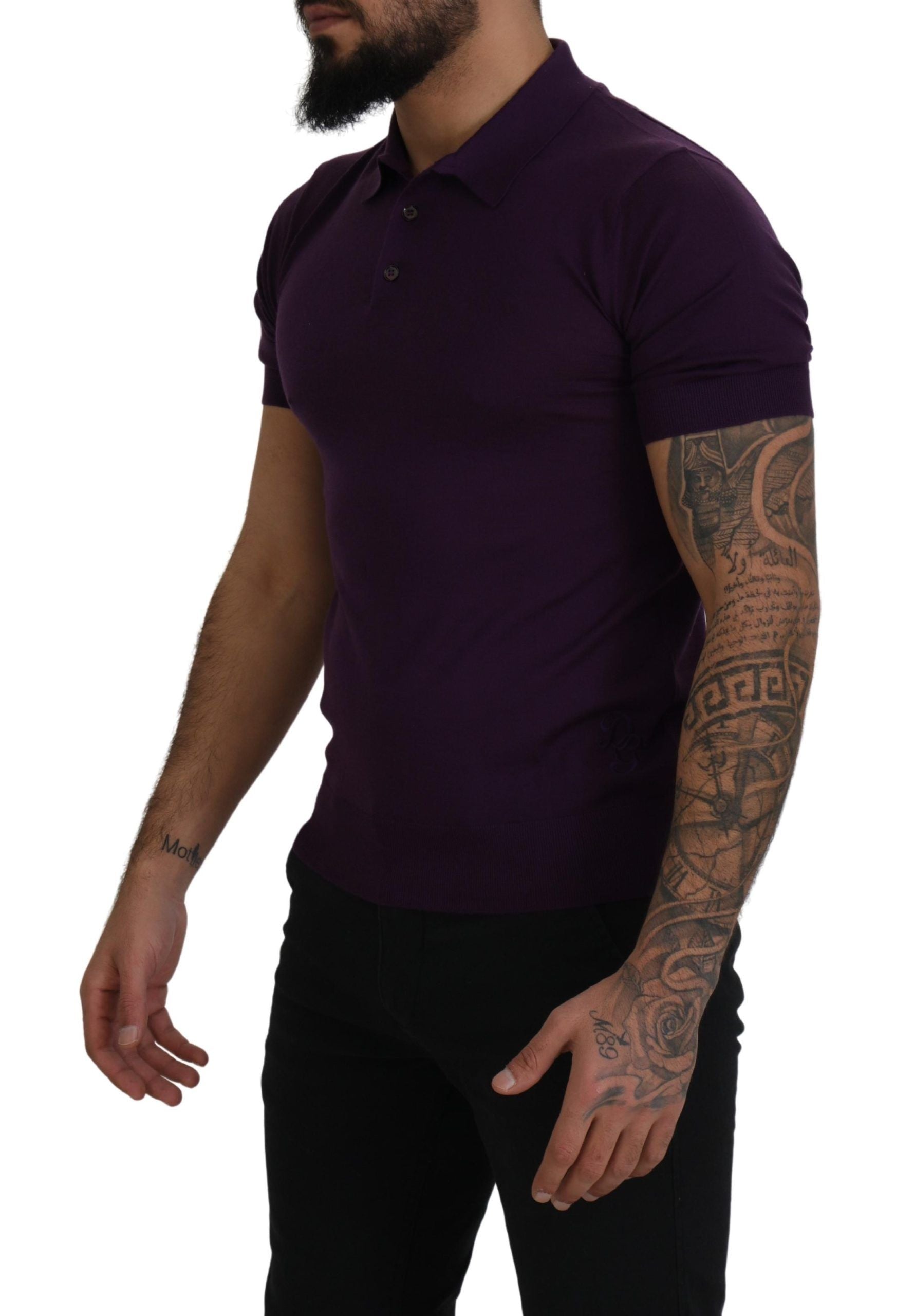 Dolce & Gabbana Purple Cashmere Polo Top Mens T-shirt