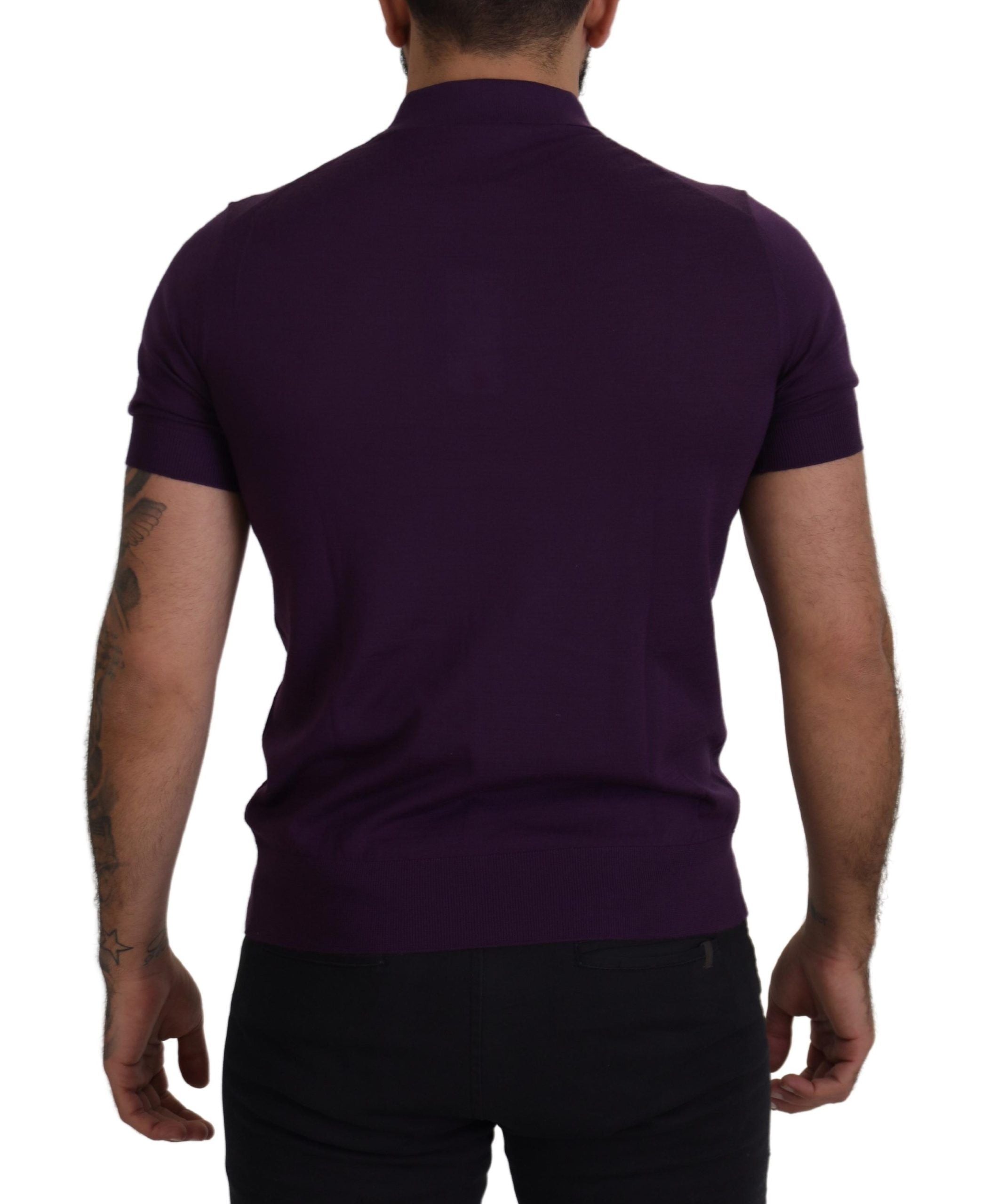 Dolce & Gabbana Purple Cashmere Polo Top Mens T-shirt