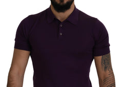 Dolce & Gabbana Purple Cashmere Polo Top Mens T-shirt