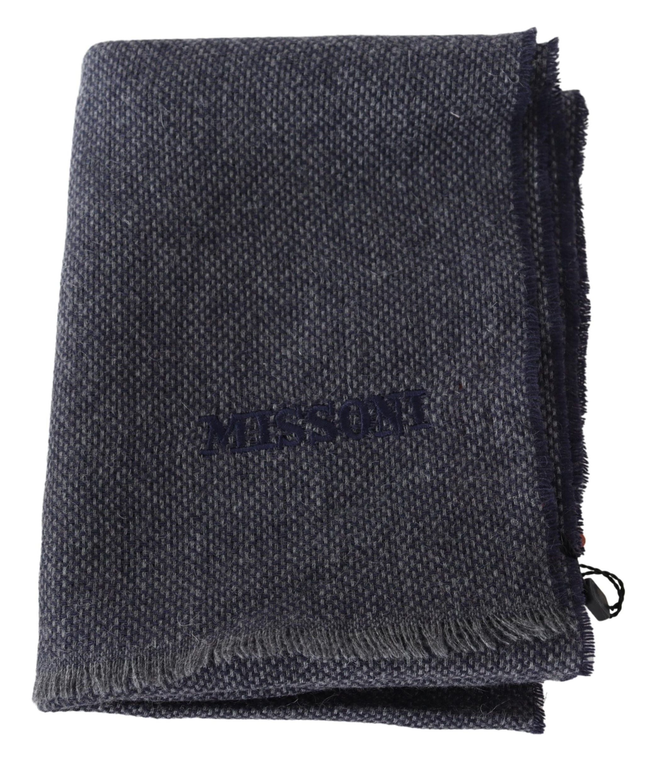 Missoni Elegant Black Wool Scarf with Logo Embroidery