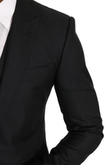 Dolce & Gabbana Blazer Vest 2 Piece Black Wool MARTINI