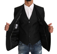 Dolce & Gabbana Blazer Vest 2 Piece Black Wool MARTINI